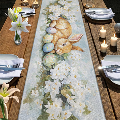 Shineful 2D Flat Print Quilted Table Runner Easter Blossoms Glory