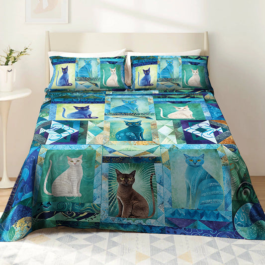 Shineful 4-Piece Bed Sheet Set Mystic Cat