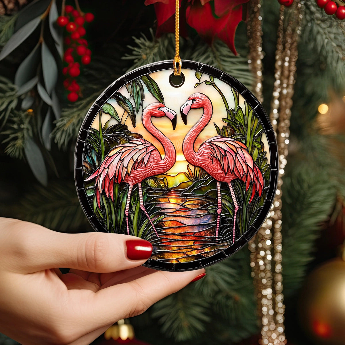 Shineful 2D Acrylic Ornament Flamingo Love