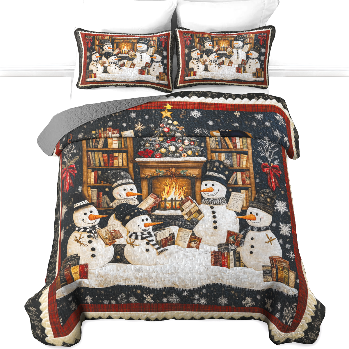 Shineful All Season Quilt 3-Piece Set Snowman Book Club