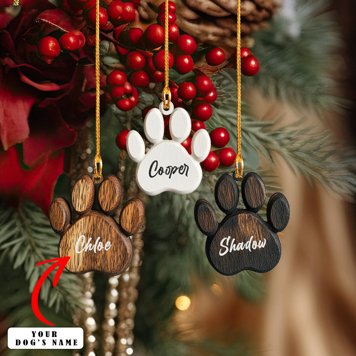 Shineful Personalized 2D Acrylic Ornament - Paw Print