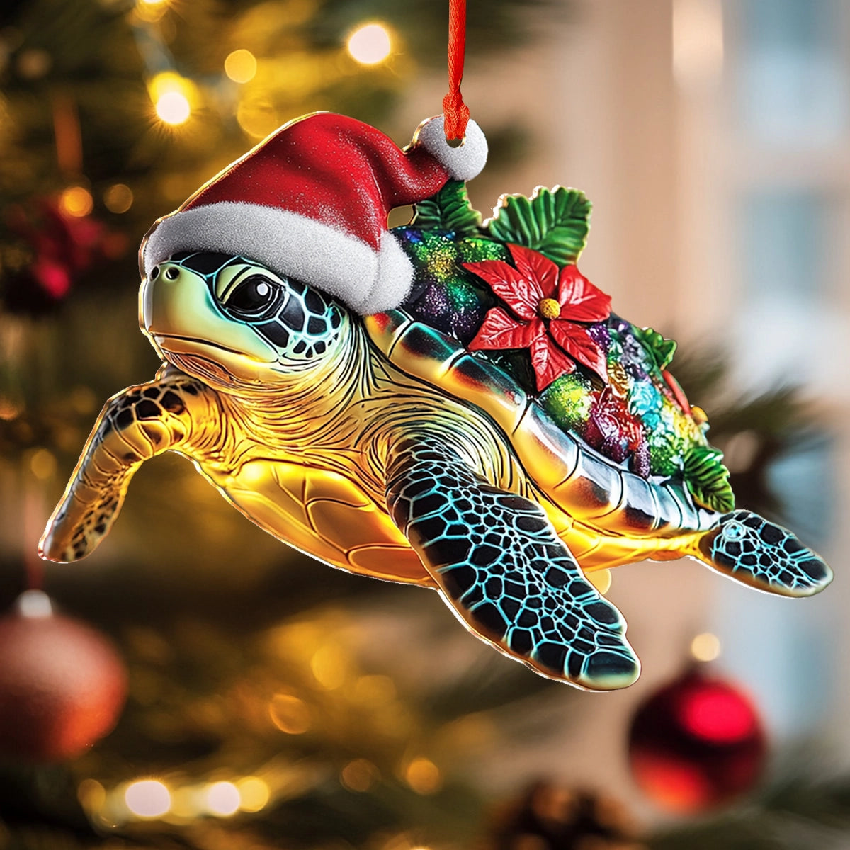 Shineful 2D Acrylic Ornament Santa’s Sea Turtle