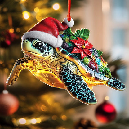 Shineful 2D Acrylic Ornament Santa’s Sea Turtle