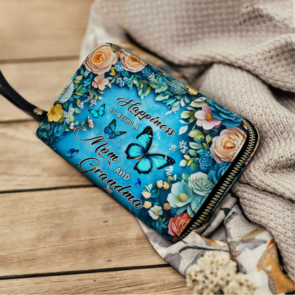 Shineful Leather Clutch Purse With Wristlet Strap Handle Wings of Love