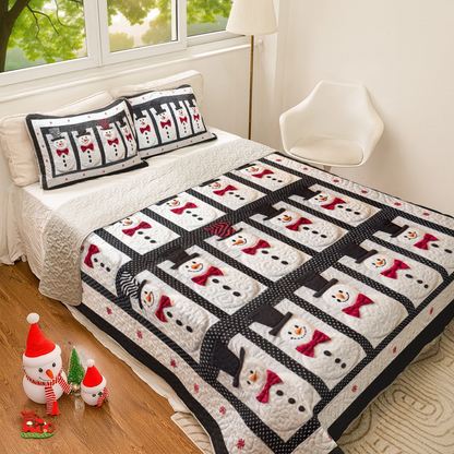 Shineful All Season Quilt 3-Piece Set Classic Top Hat Snowman