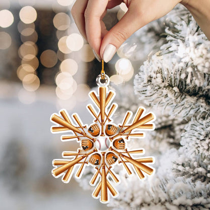 Shineful 2D Acrylic Ornament Baseball Snowflake