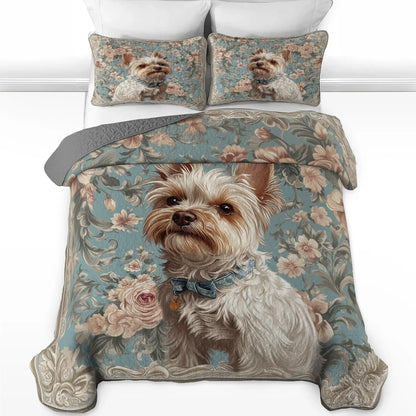 Shineful All Season Quilt 3-Piece Set Royal Yorkie Elegance