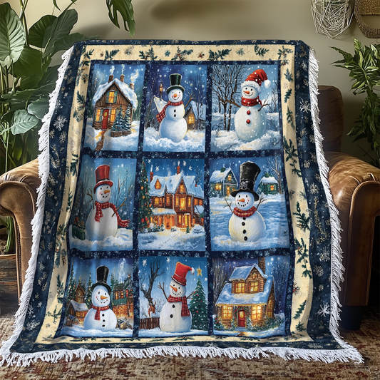 Shineful Woven Tapestry Throw Blanket - Winter Wonderland Snowman