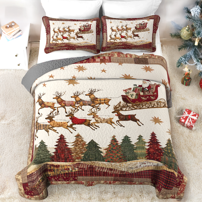 Shineful All Season Quilt 3-Piece Set Magical Santa Sleigh