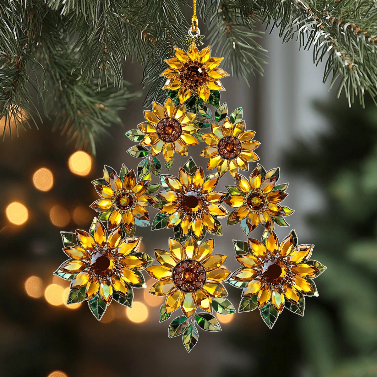 Shineful 2D Acrylic Ornament Sunflower Tree Blossoms of Holiday Cheer