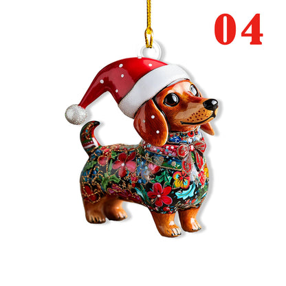 Shineful 2D Acrylic Ornament - Festive Dachshund Colllection