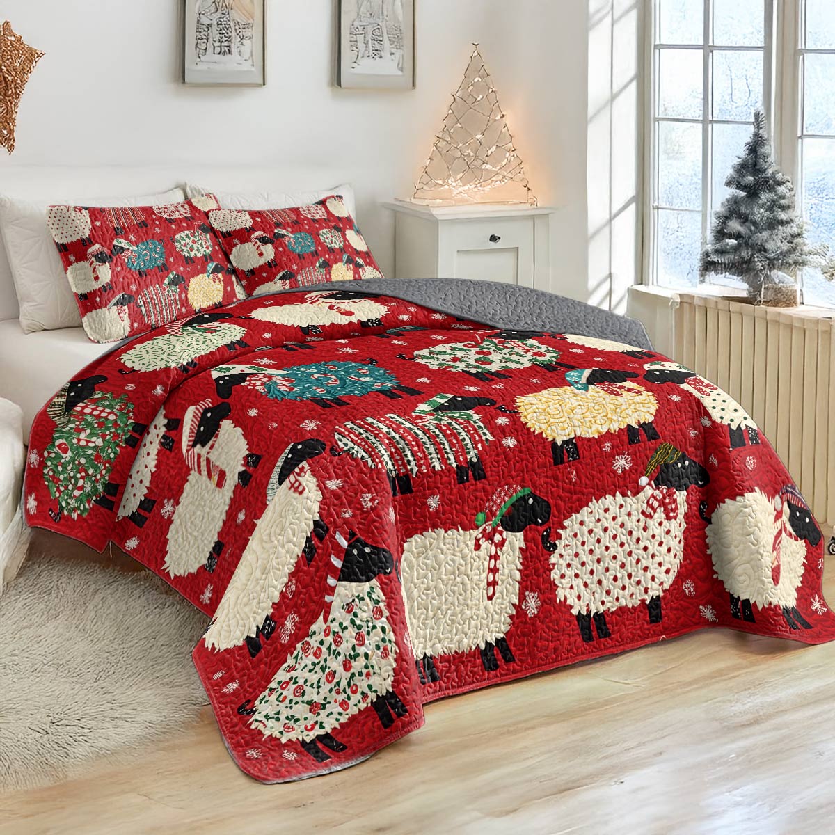 Shineful All Season Quilt 3-Piece Set - Christmas Sheep