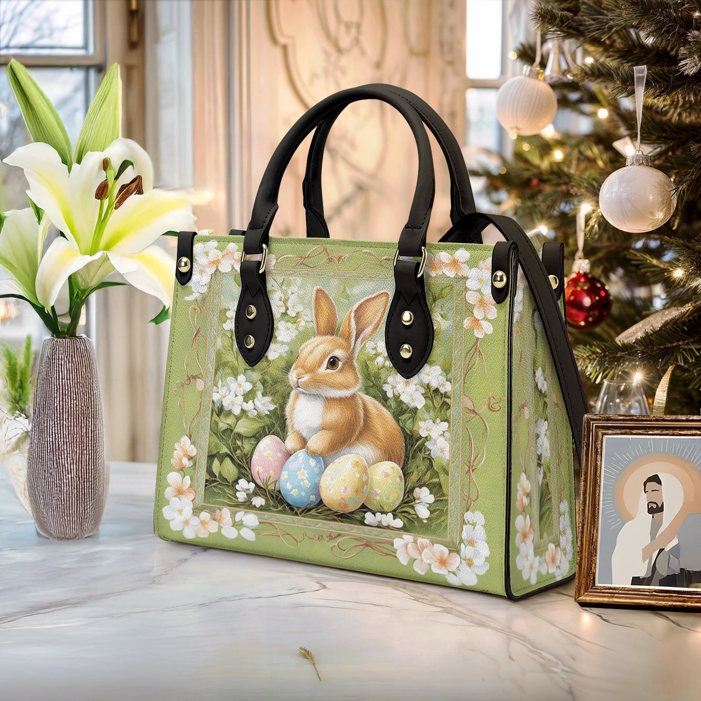 Glänzende Ledertasche Easter Elegance Bunny