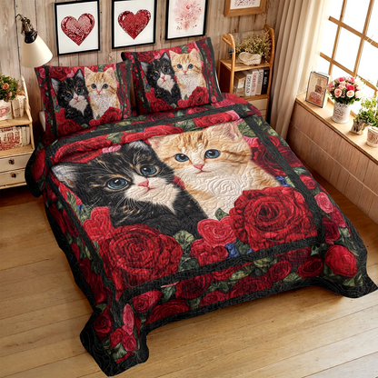 Shineful All Season Quilt 3-Piece Set Cat Purrfect Rose Companions