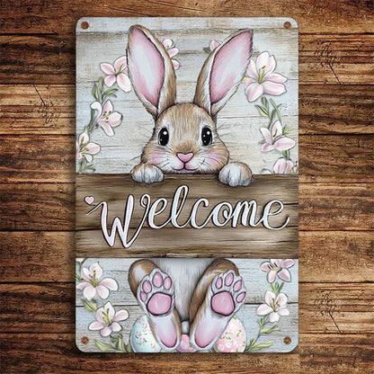 Shineful 2D Metal Sign Easter Welcome