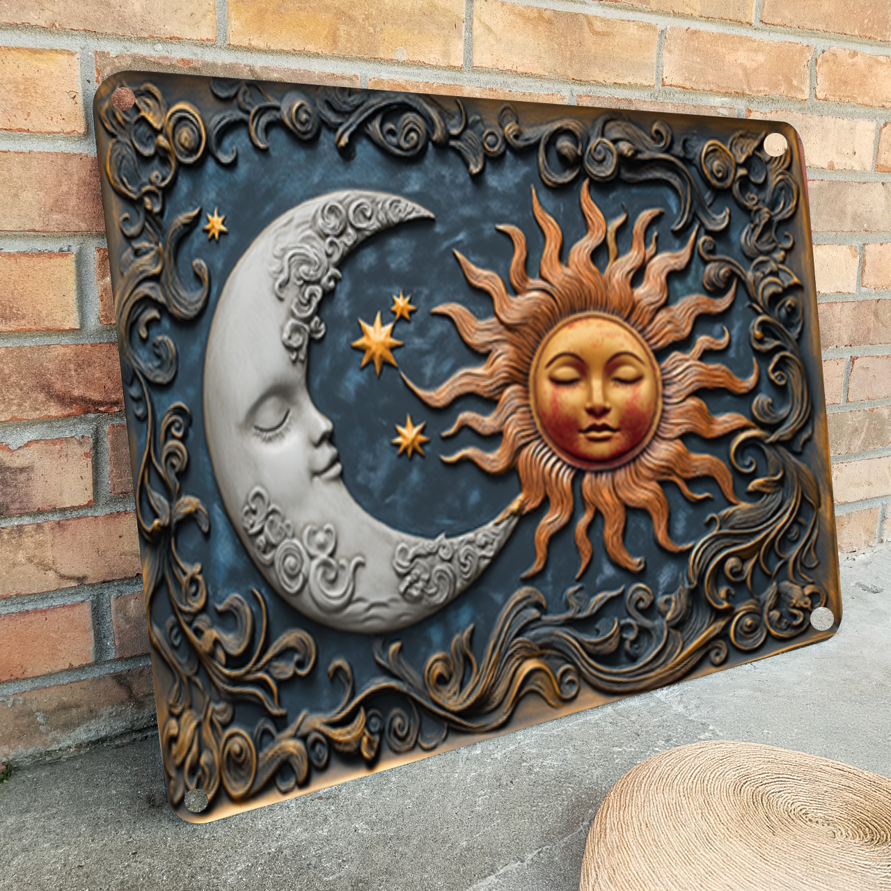 Shineful 2D Metal Sign Celestial Sun & Moon