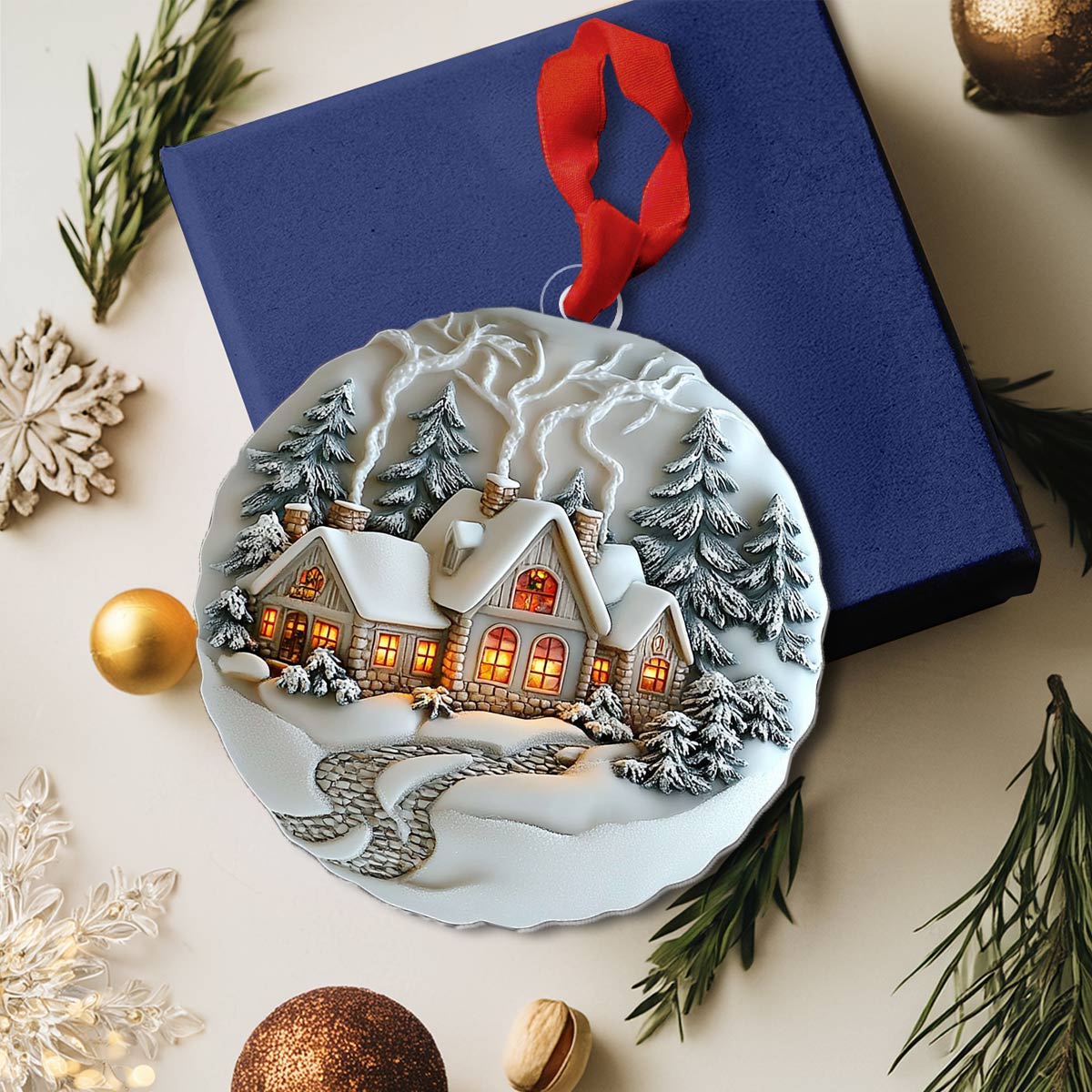 Shineful 2D Acrylic Ornament Winter Village