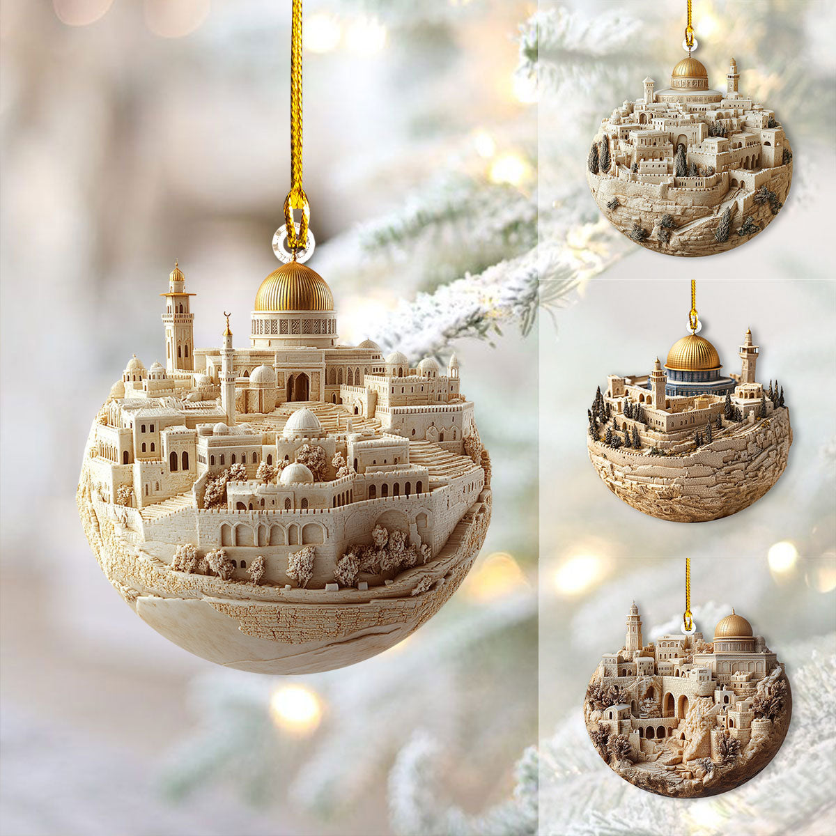 Glänzendes 2D-Acryl-Ornament – ​​Ewiges Jerusalem, Stadt des Glaubens 