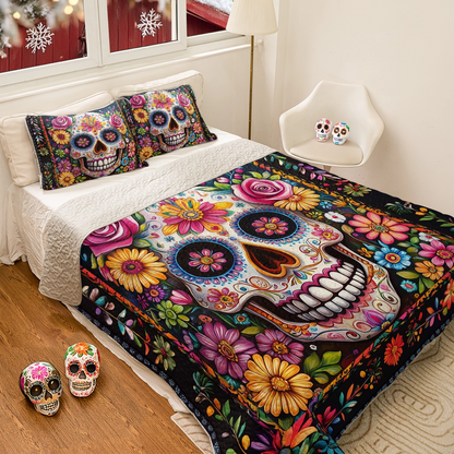 Shineful All Season Quilt 3-Piece Set Calavera Floral Dreams