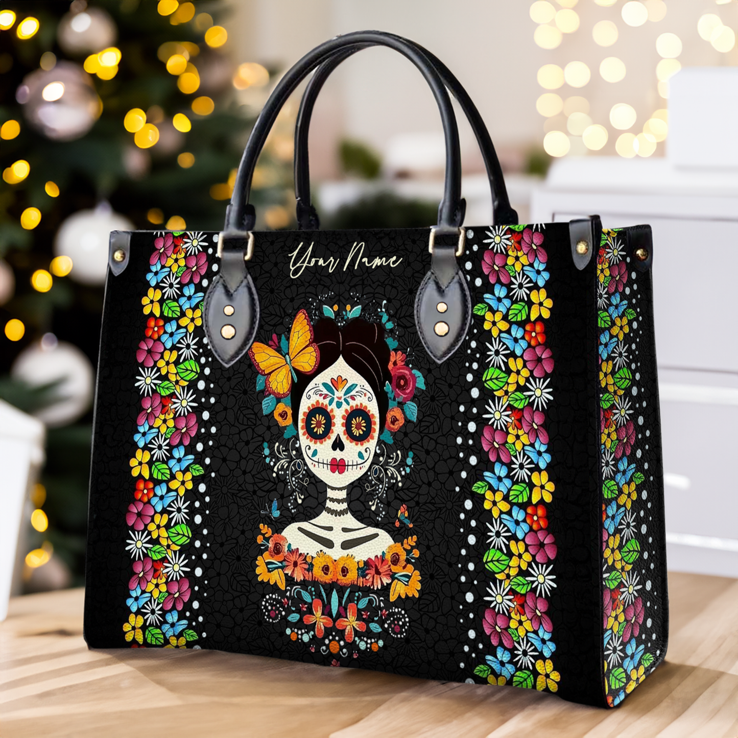 Shineful Leather Bag Floral Skull Celebration