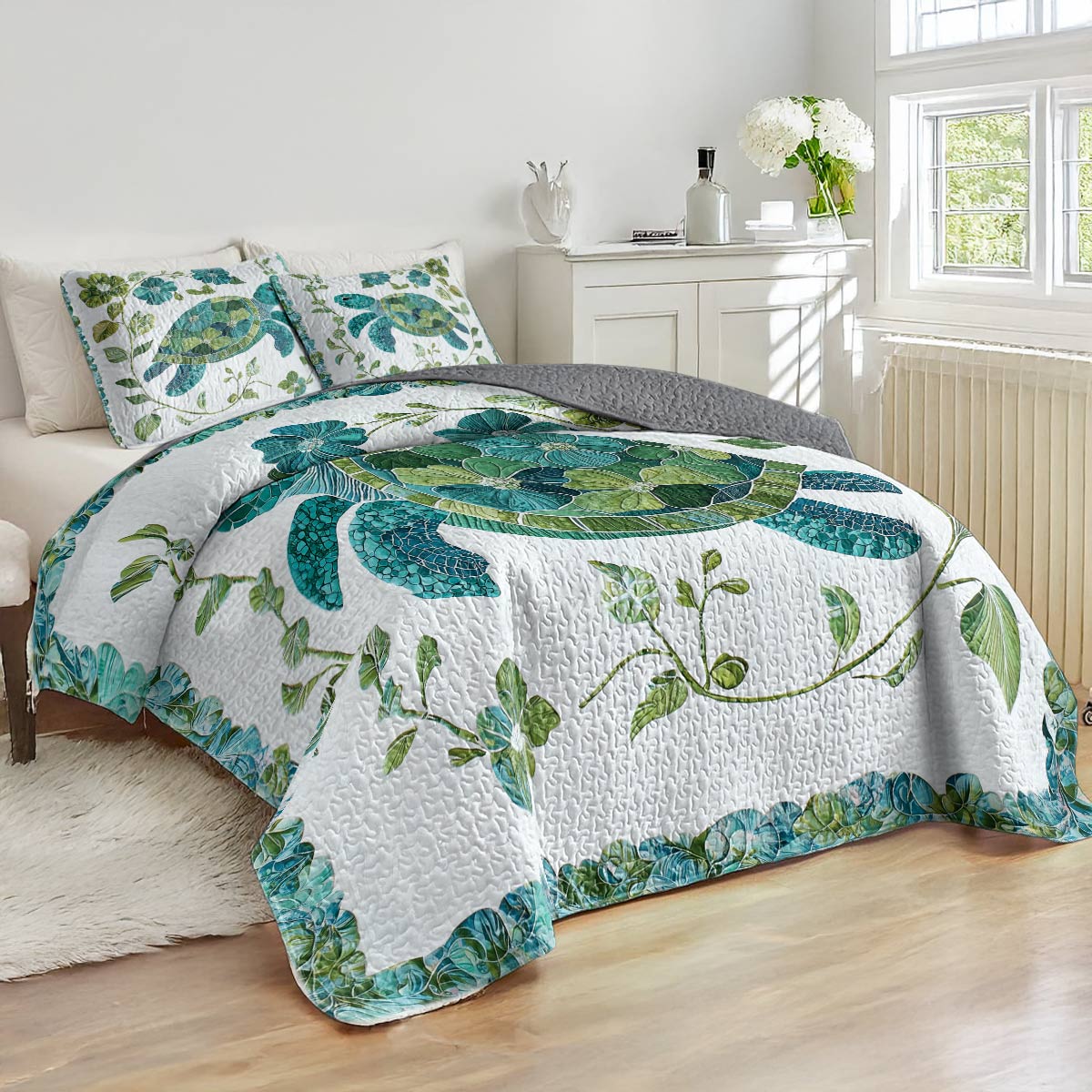 Shineful All Season Quilt 3-Piece Set - Turtle Blooms