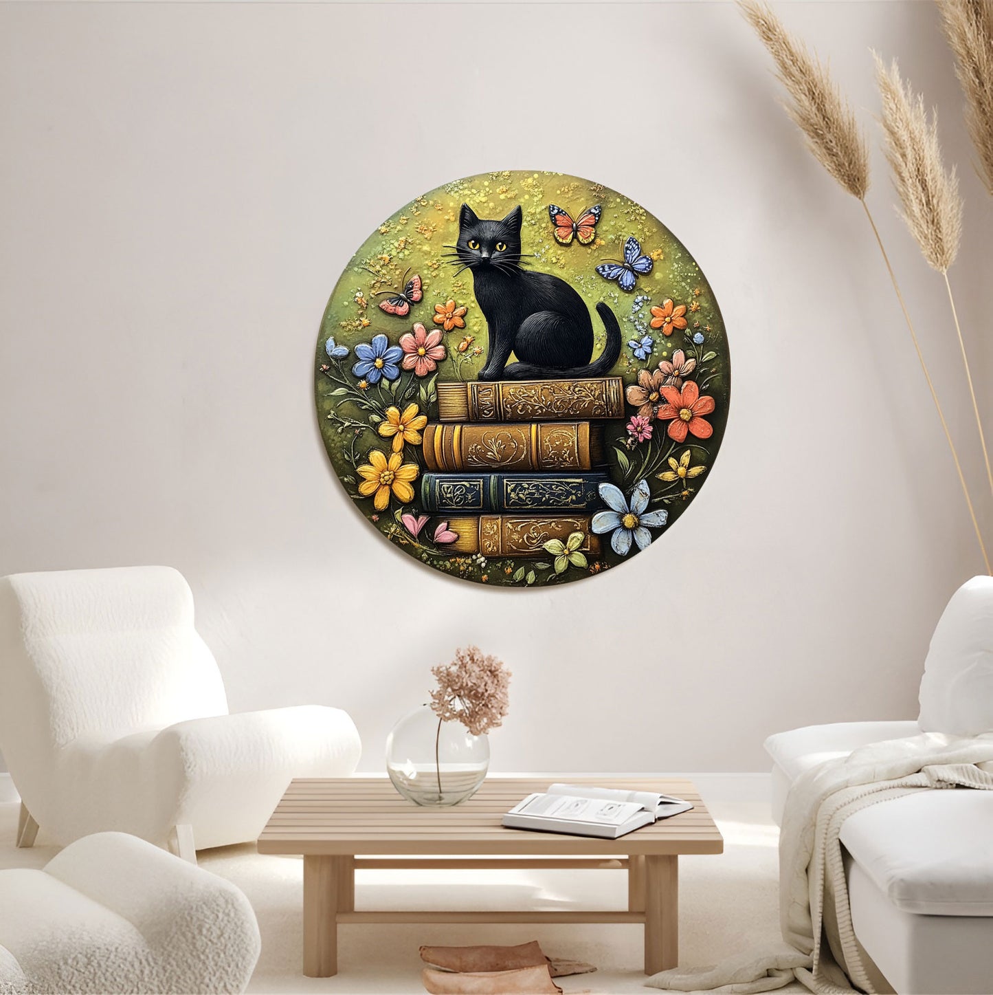 Shineful 2D Metal Sign Literary Feline