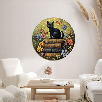 Shineful 2D Metal Sign Literary Feline