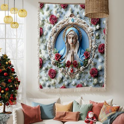 Shineful Woven Tapestry Throw Blanket - Sacred Heart Virgin Mary