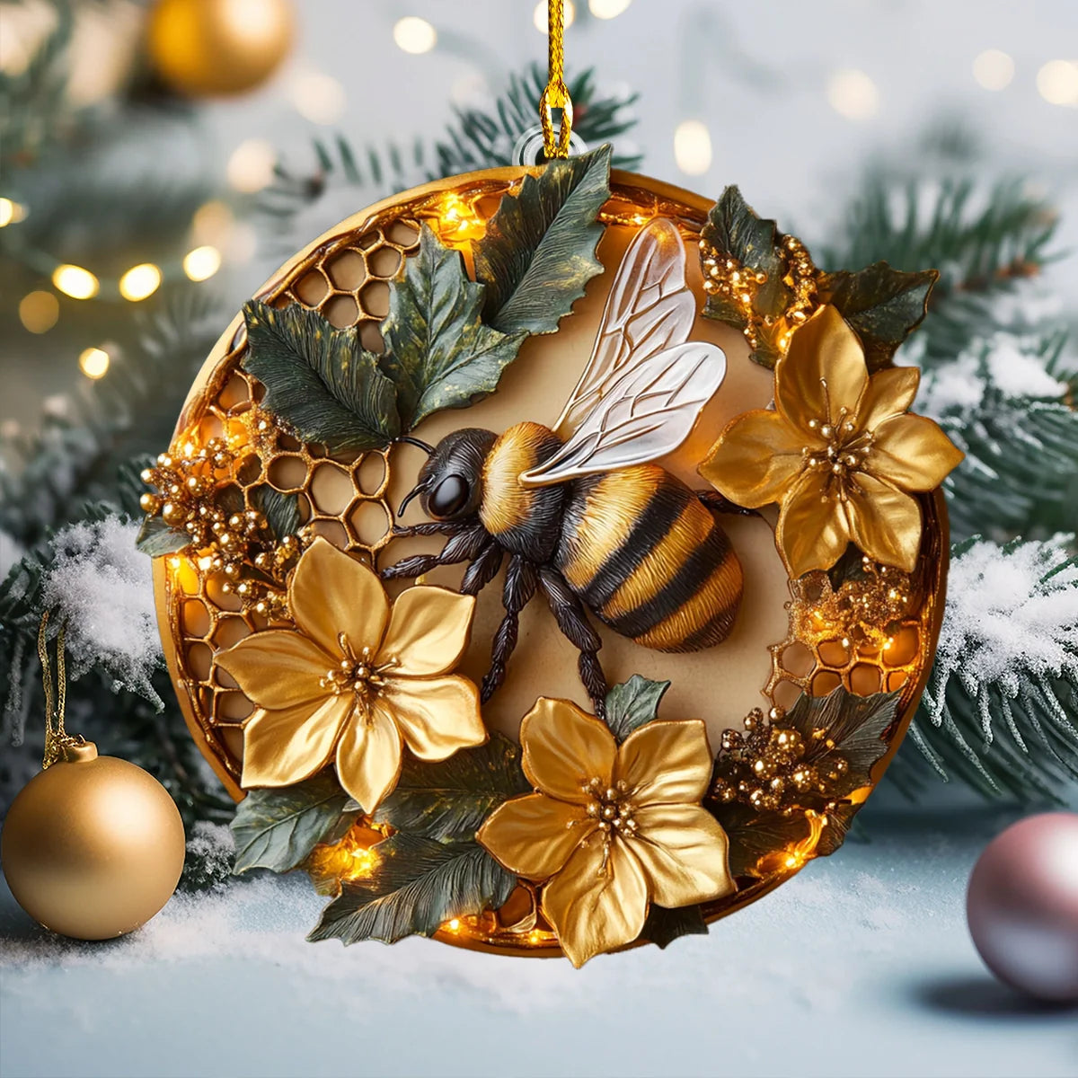 Shineful 2D Acrylic Ornament Bee Merry