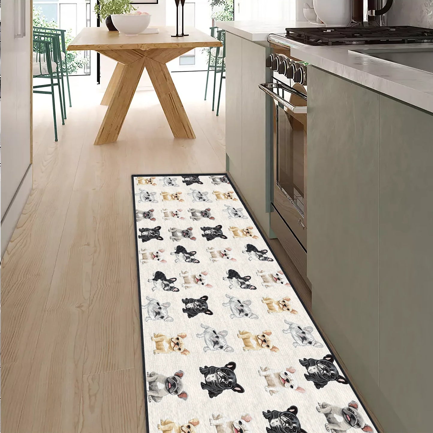 Shineful Ultra-Thin Non Skid Floor Mat, Kitchen Rugs Cuddle Time Frenchie