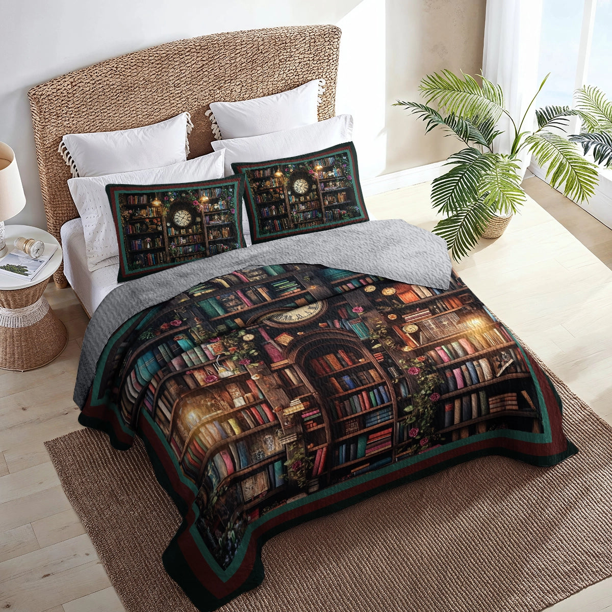 Shineful All Season Quilt 3-teiliges Set - Zeitloser Bibliothekstraum 