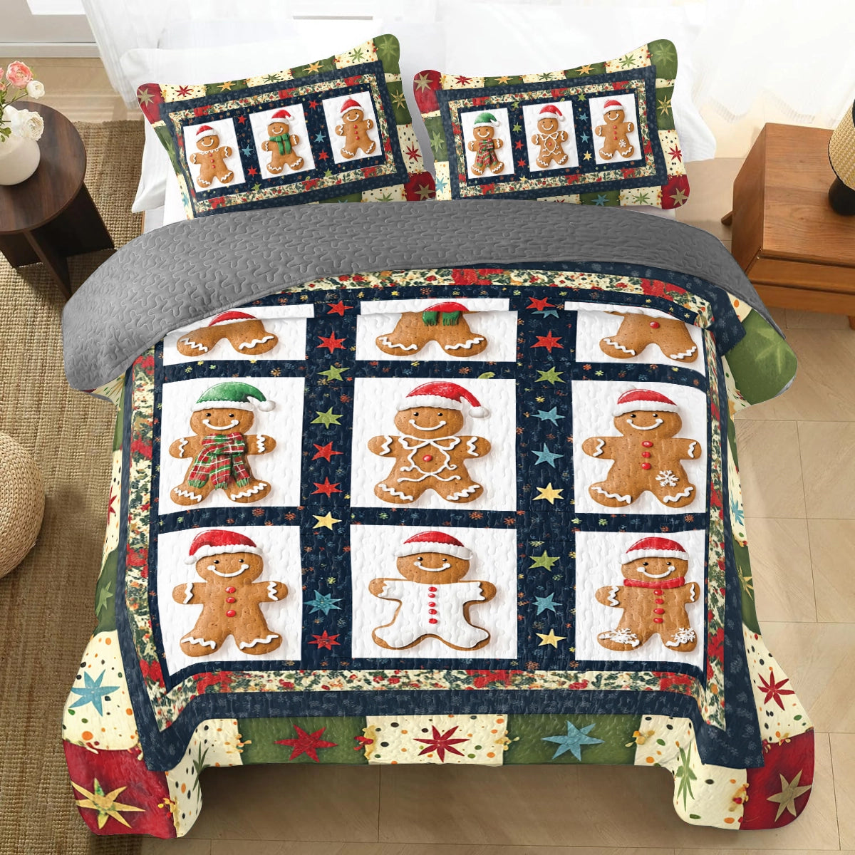 Shineful All Season Quilt 3-Piece Set Gingerbread Frost