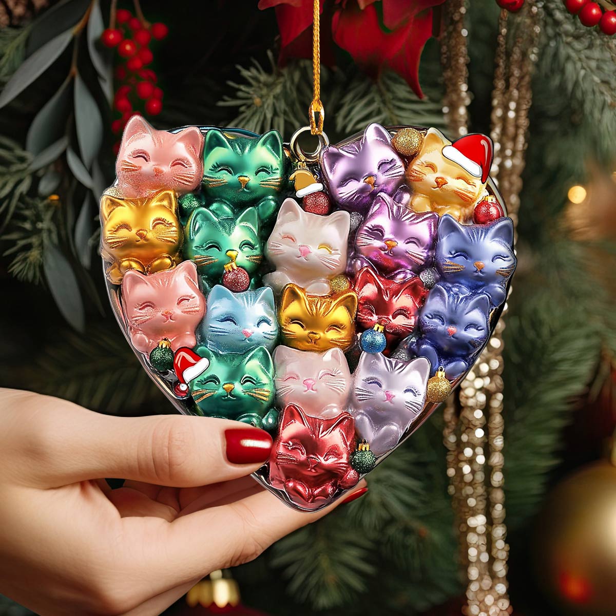 Shineful 2D Acrylic Ornament Cat Heart