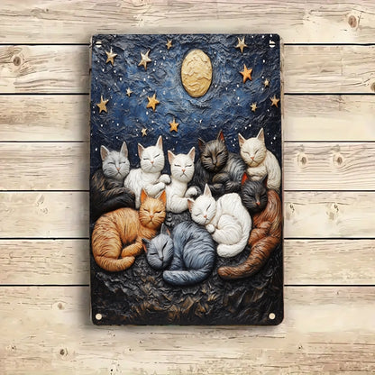 Shineful 2D Metal Sign Moonlit Cat Nap