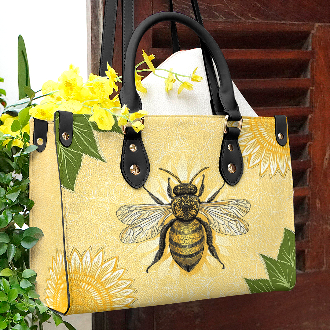 Glänzende Ledertasche Bee &amp; Sunflower Luxe