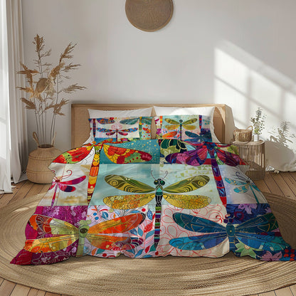 Shineful 3 Pieces Duvet Cover Set Dragonfly Harmony