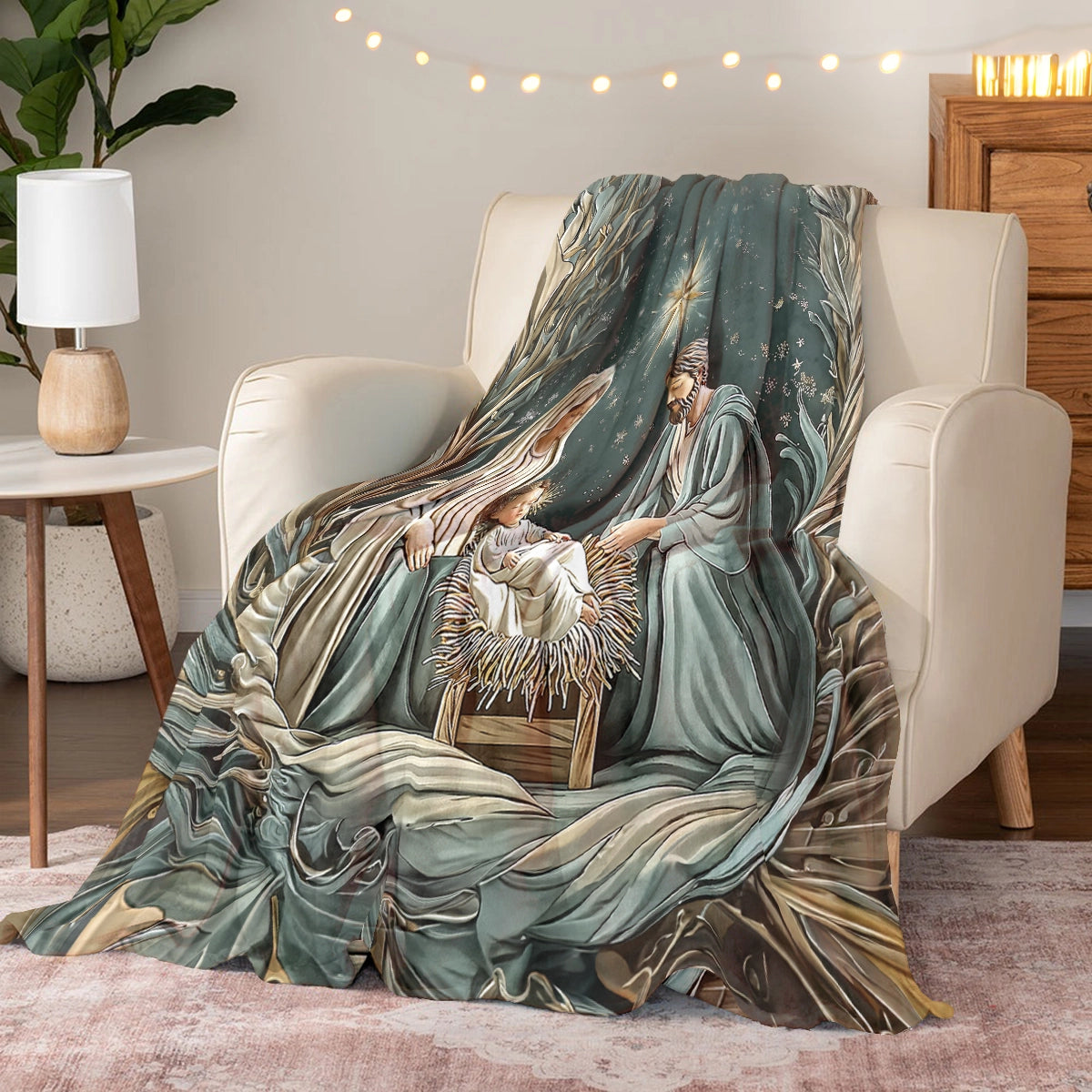 Shineful Fleece Blanket Divine Silent Night Nativity