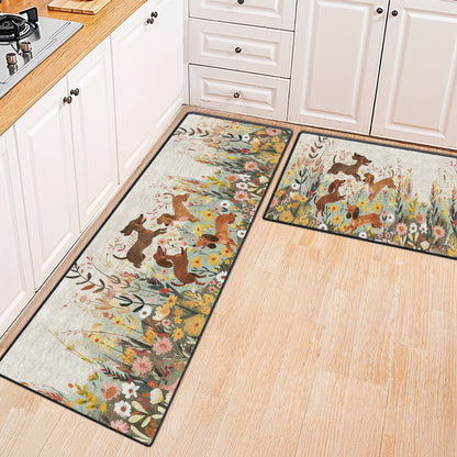 Shineful Ultra-Thin Non Skid Floor Mat, Kitchen Rugs Dachshund Floral