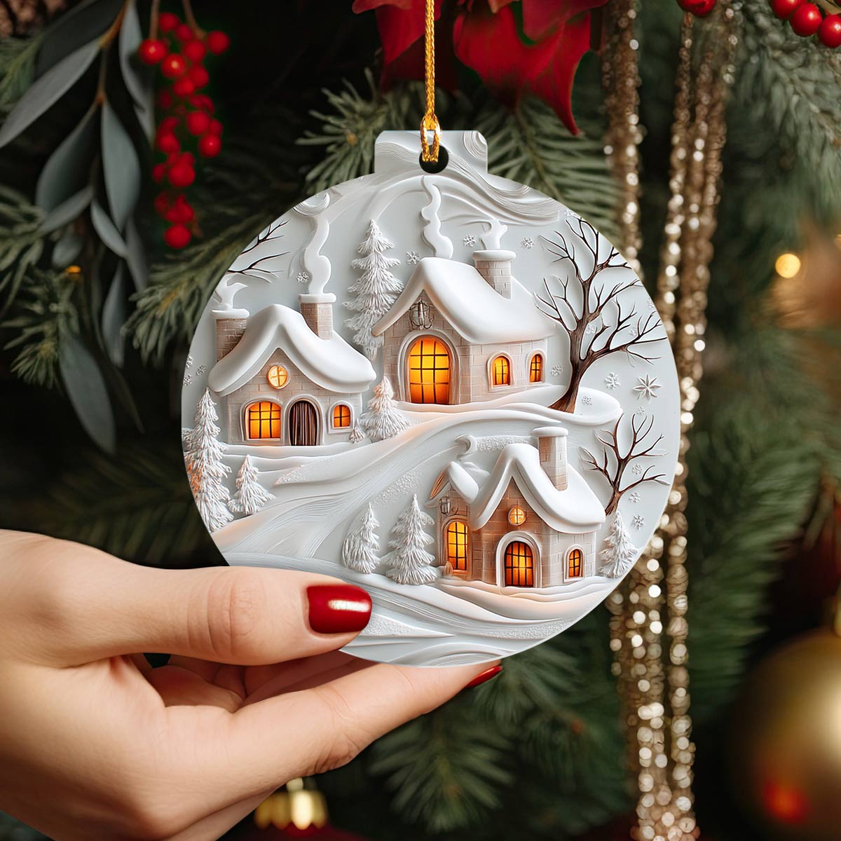 Shineful 2D Acrylic Ornament Snowy Night