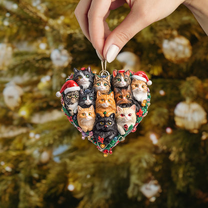 Shineful 2D Acrylic Ornament Cat Christmas Heart