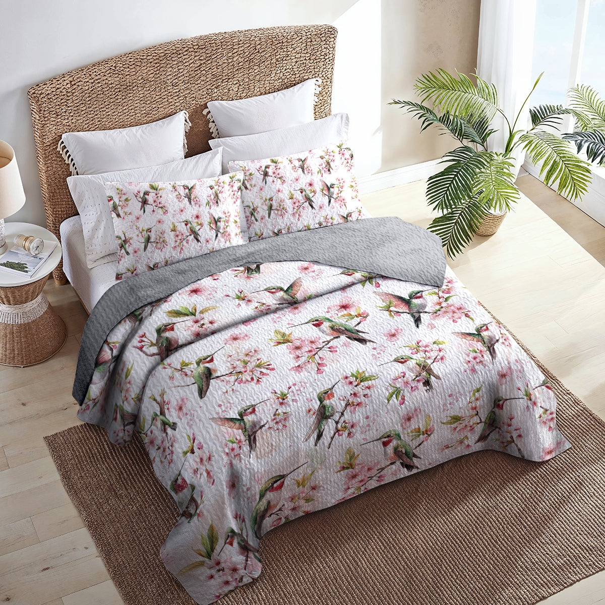 Shineful All Season Quilt 3-Piece Set Spring Hummingbird