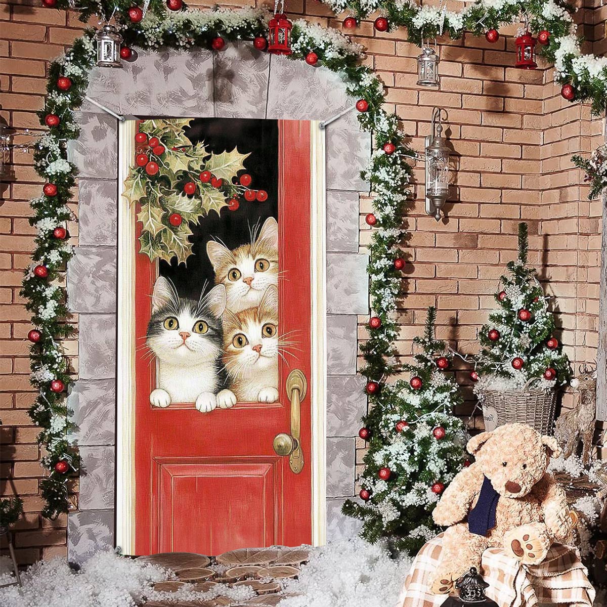 Shineful Door Cover Cute Kittens