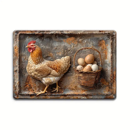 Shineful Metal Sign 2D Vintage Chicken and Fresh Eggs Aluminum