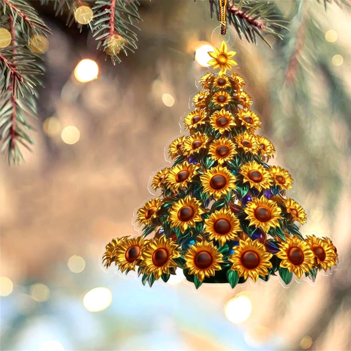 Shineful 2D Acrylic Ornament Gentle Christmas Tree Sunflowers