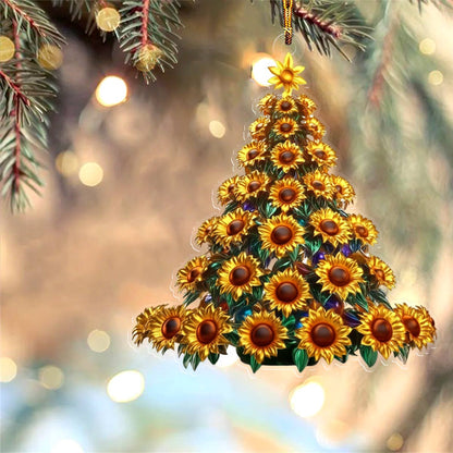 Shineful 2D Acrylic Ornament Gentle Christmas Tree Sunflowers