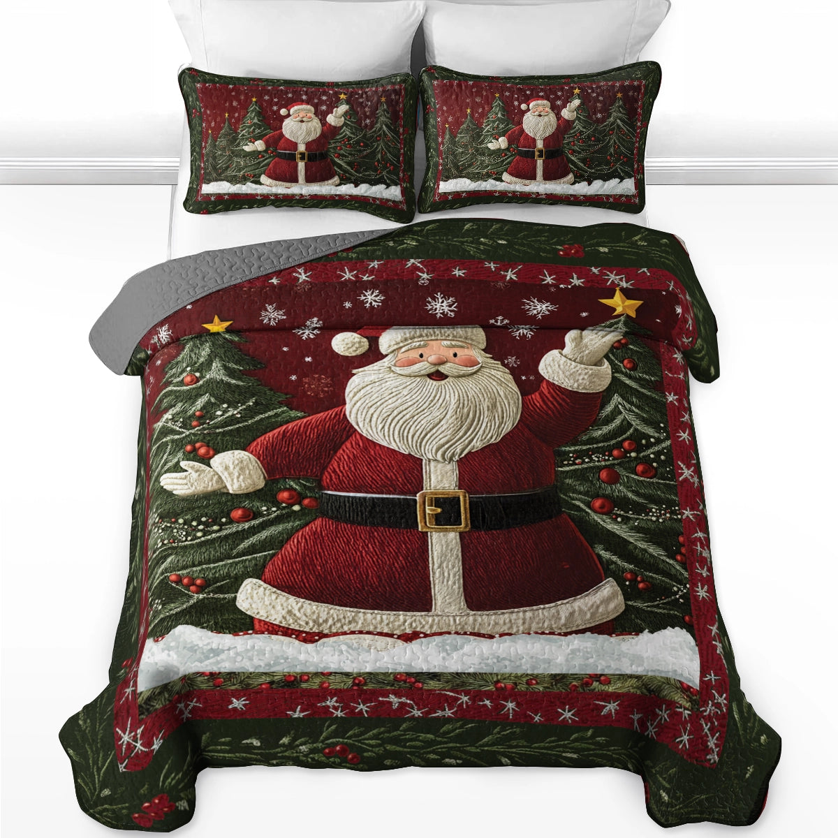 Shineful All Season Quilt 3-Piece Set - Santa's Christmas Wonderland