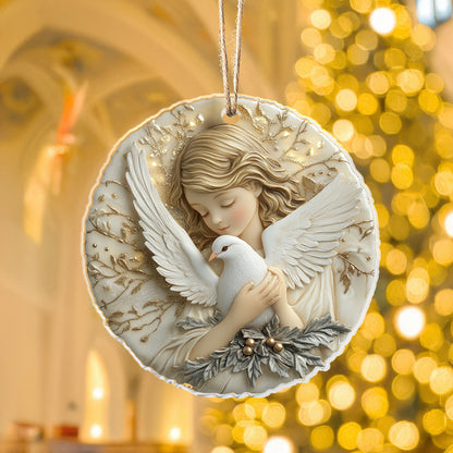 Shineful 2D Acrylic Ornament - Angel of Peace with Dove