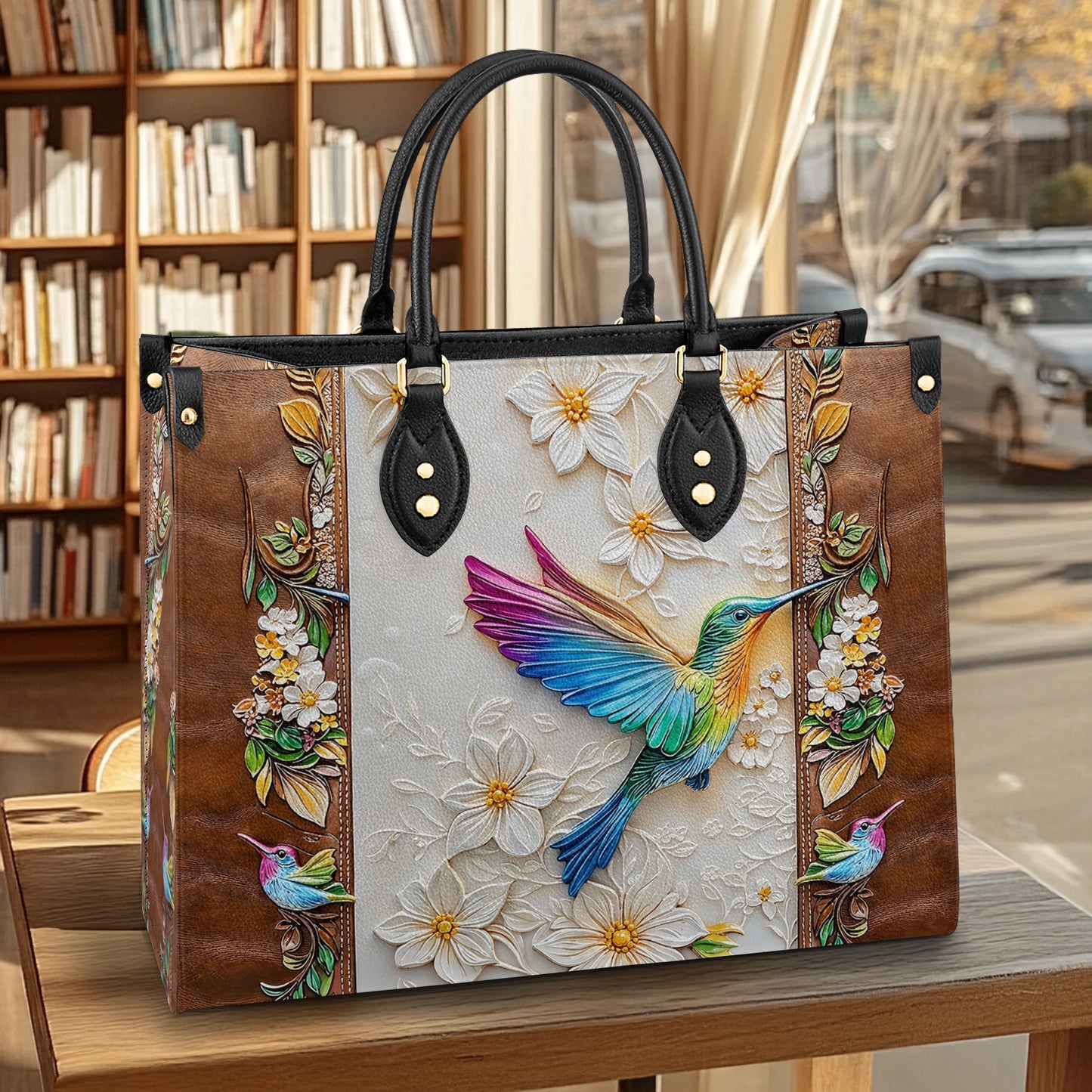 Shineful Leather Bag Fluttering Blooms