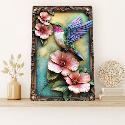 Shineful 2D Metal Sign Hummingbird Blossom