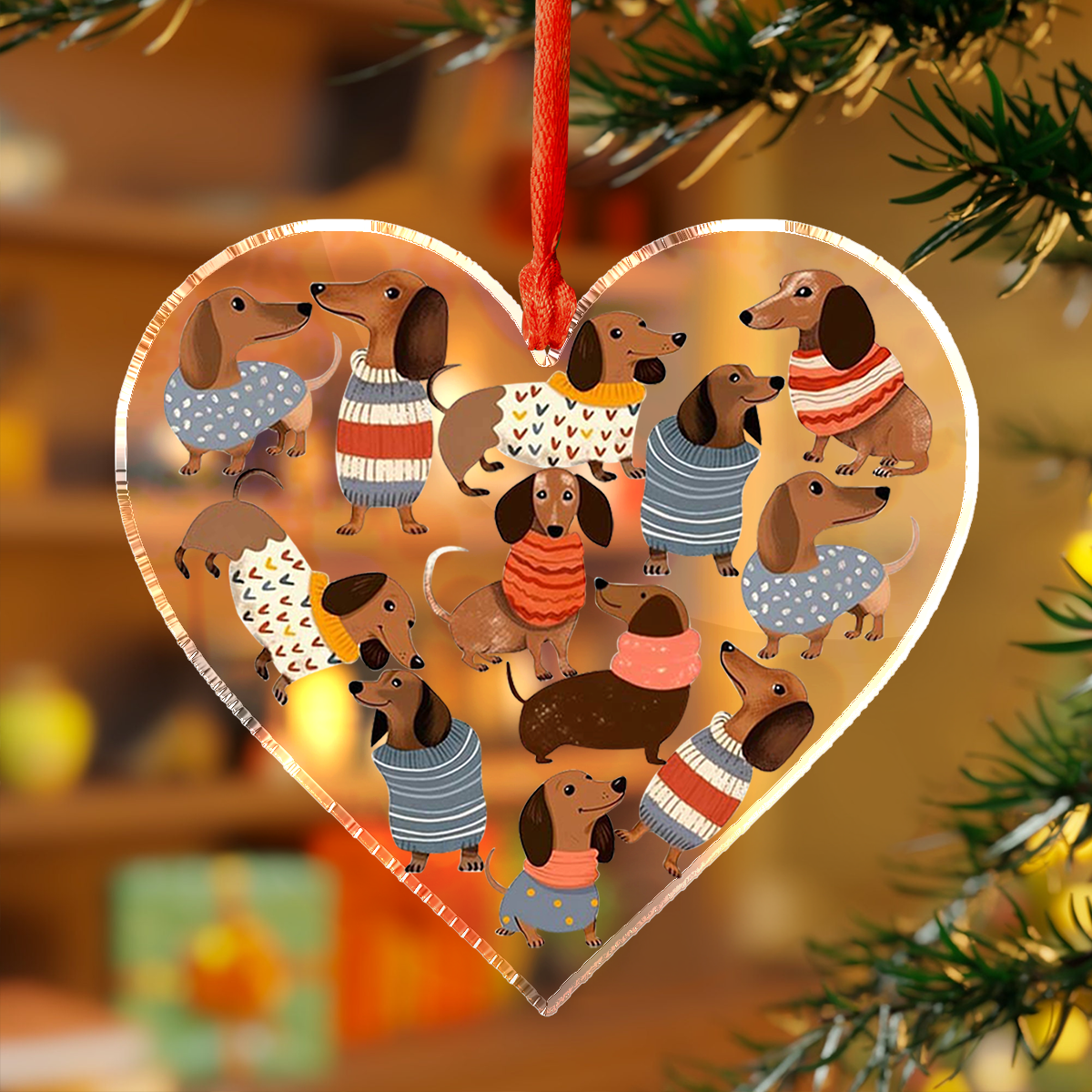 Glänzendes Dekorationsornament „Cuteness Overload“ Dackel 